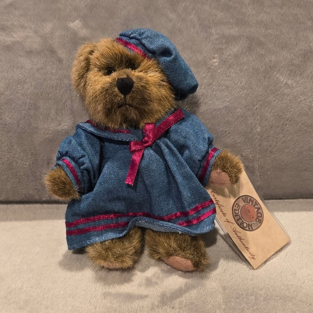 Vintage Russ Berrie Edition Teddy Bear Blue Sailor Dress Beret 44702 NWT 7"